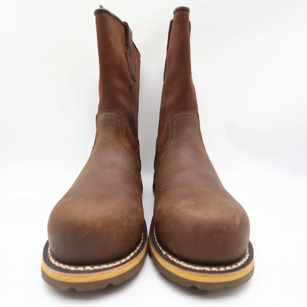Carhartt Work Boots Mens 9 M Brown Leather Pull-On Waterproof CMP1453 NIB